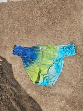 Tie-Dye Bikini Bottoms in Blue & Lime